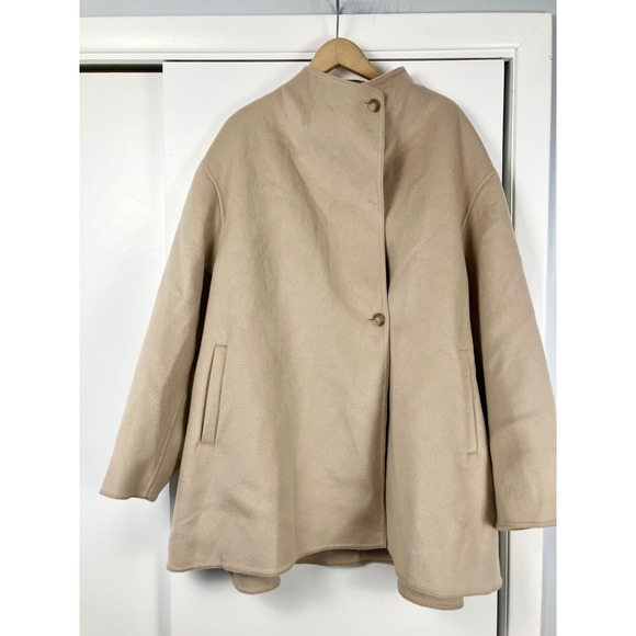 UNIQLO Women's Beige Wool Blend Oversized Collar Coat XL - Picture 11 of 13